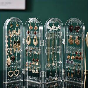 240-Hole Transparent Plastic Earring Display Stand L Capacity Jewelry Storage